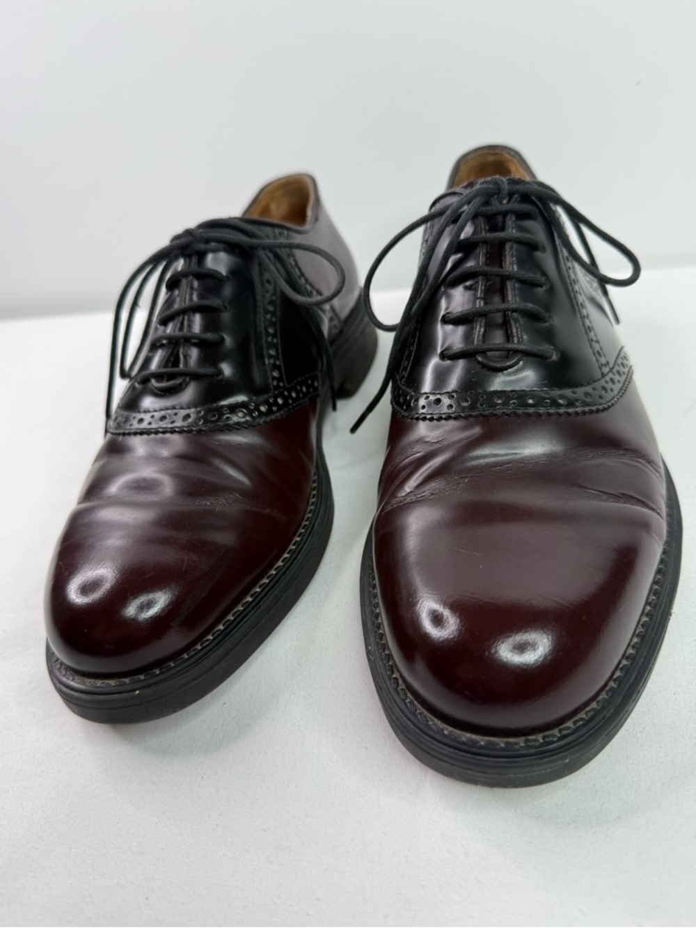 Bostonian Strada Two-Tone Burgundy and Black Leather Dress Oxfords Size 8.5